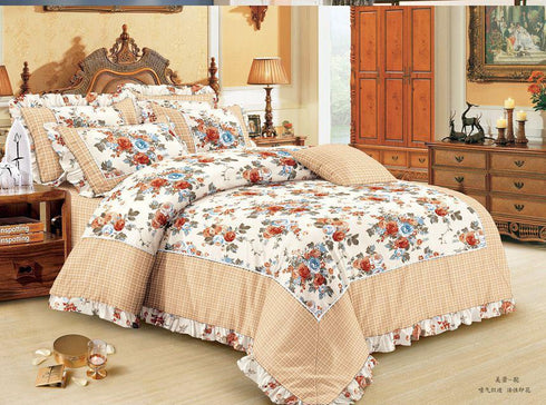 Florida Engage 6 Piece Set with Double bed Comforter, King Size Bedsheet, 2 Pillow covers & 2 Cushion